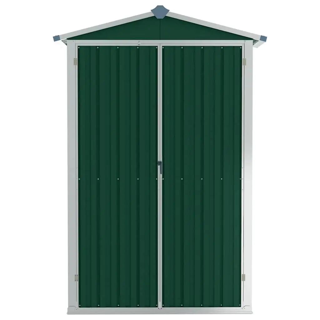 Garden Shed Galvanised Steel 116x45x175cm Green Outdoor Storage with Doors and Shelves