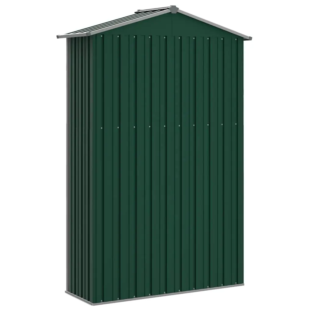 Garden Shed Galvanised Steel 116x45x175cm Green Outdoor Storage with Doors and Shelves