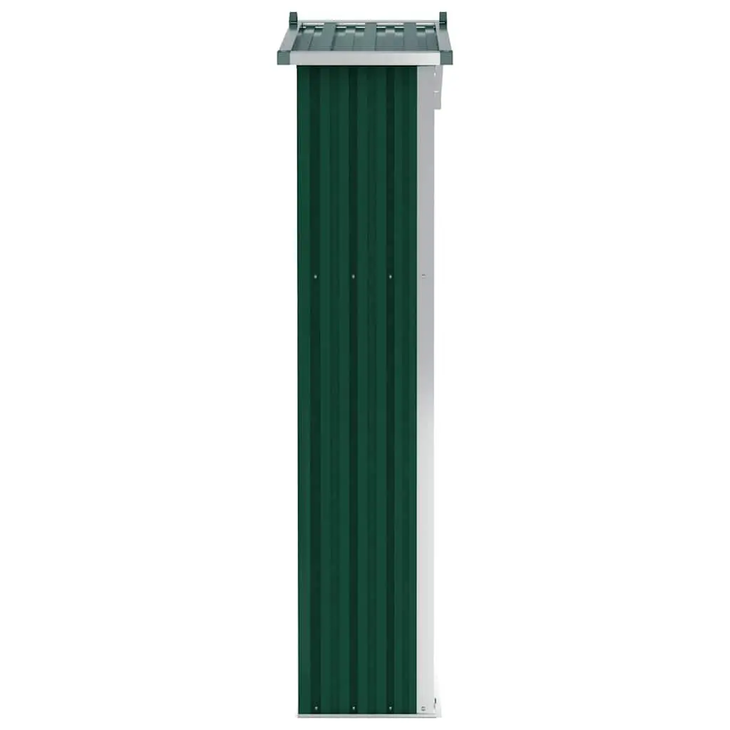 Garden Shed Galvanised Steel 116x45x175cm Green Outdoor Storage with Doors and Shelves
