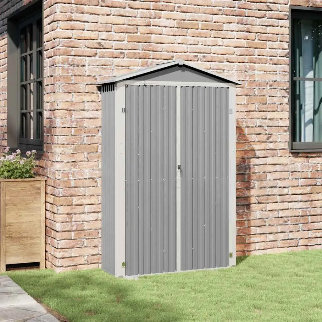 Garden Shed Galvanised Steel 116L x 45W x 175H cm Grey Outdoor Storage Tool Equipment Shed