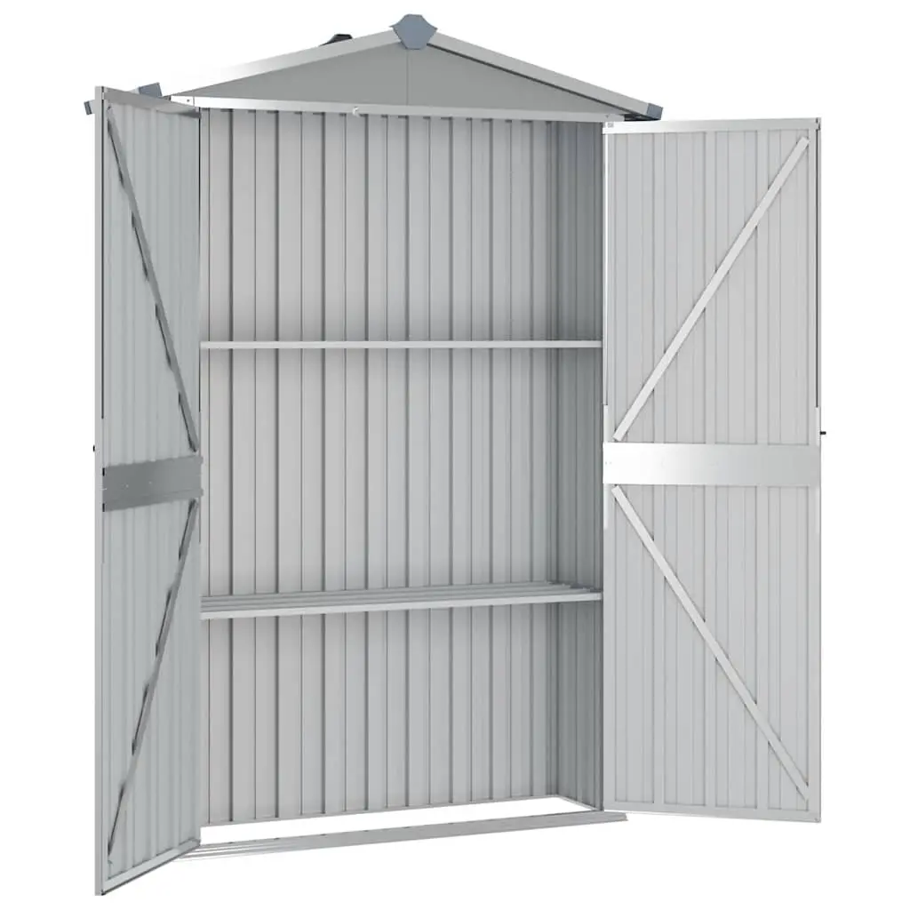 Garden Shed Galvanised Steel 116L x 45W x 175H cm Grey Outdoor Storage Tool Equipment Shed