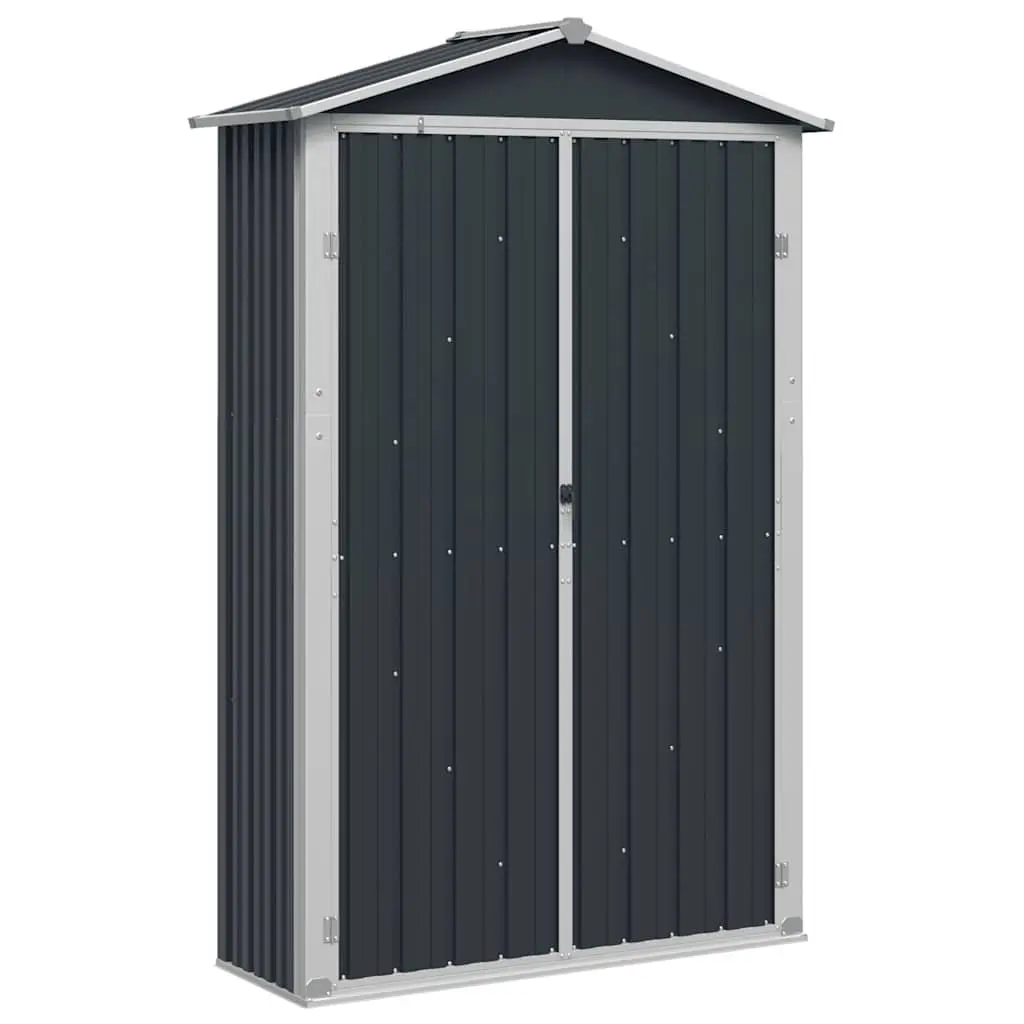 Garden Shed Outdoor Storage Galvanised Steel 116 x 45 x 175 cm Anthracite with Double Doors and Interior Shelves