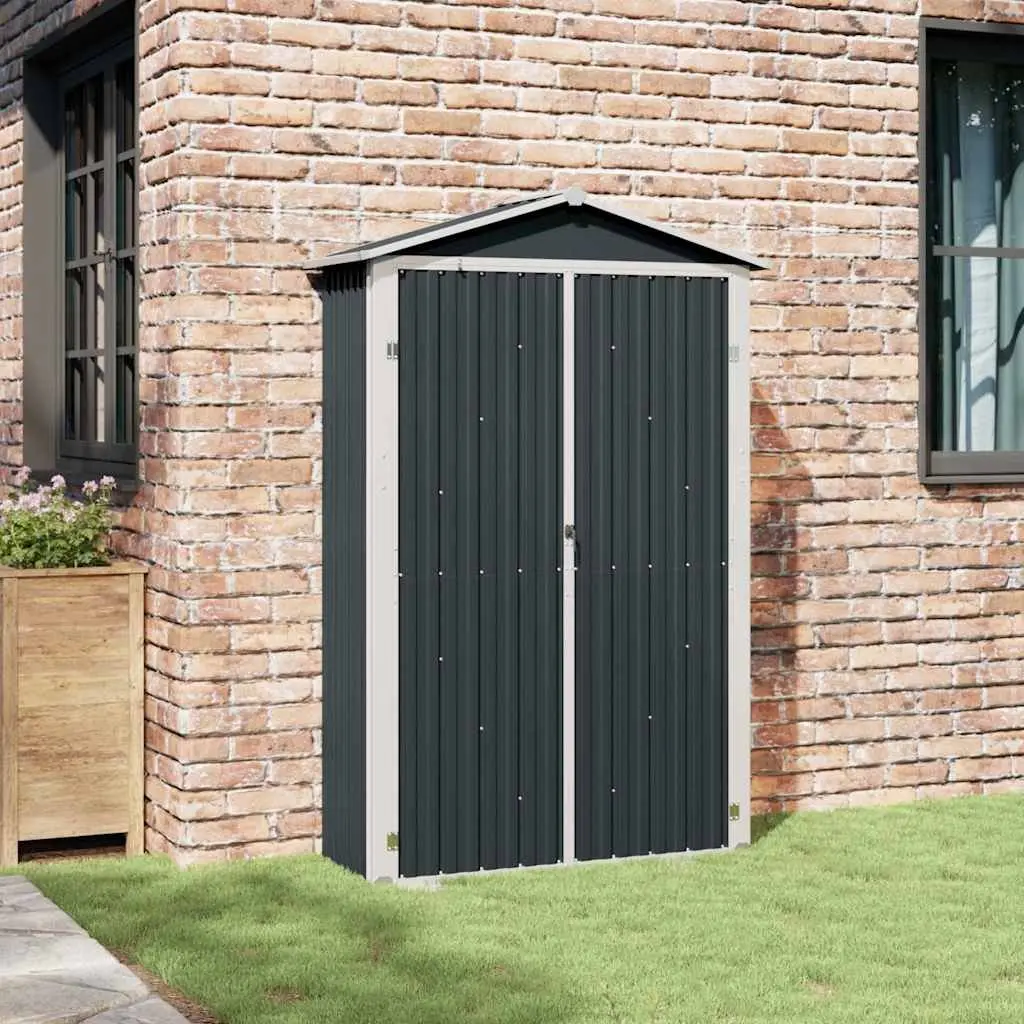 Garden Shed Outdoor Storage Galvanised Steel 116 x 45 x 175 cm Anthracite with Double Doors and Interior Shelves