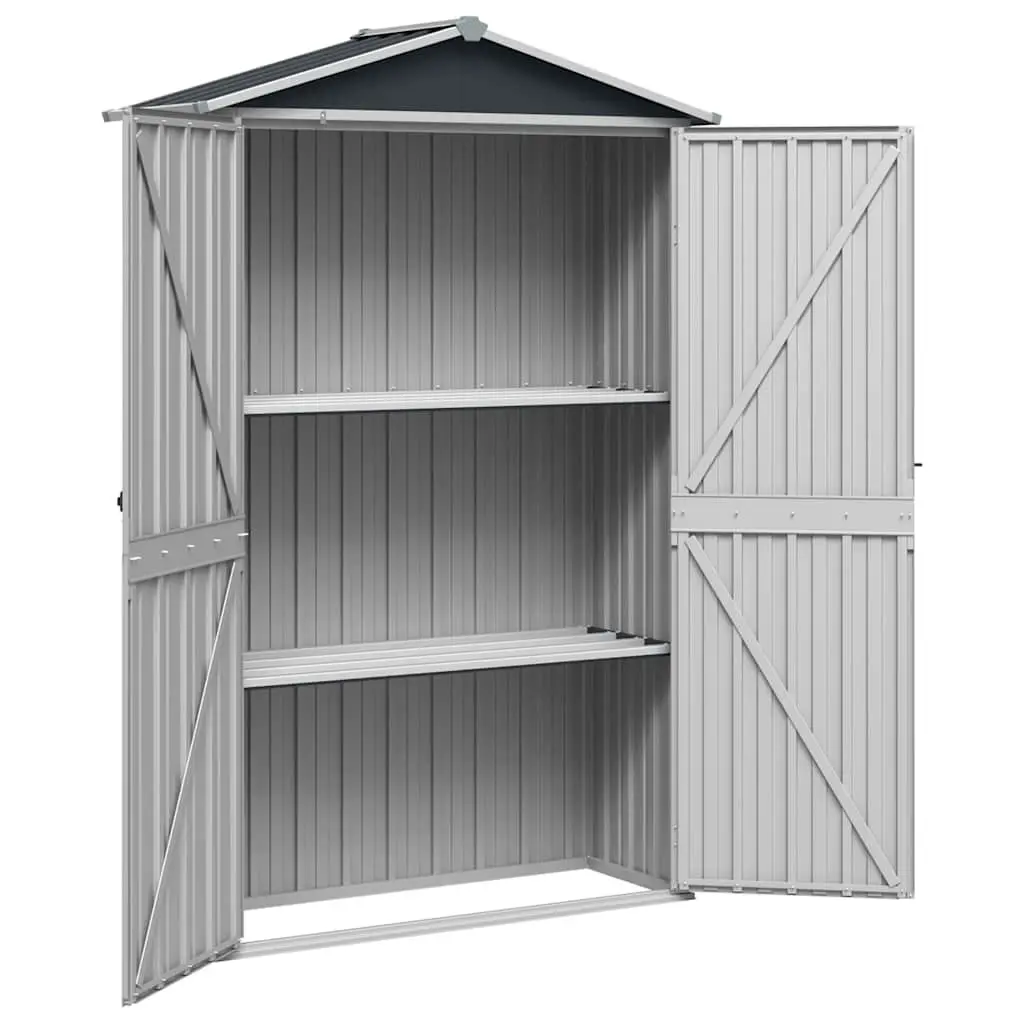 Garden Shed Outdoor Storage Galvanised Steel 116 x 45 x 175 cm Anthracite with Double Doors and Interior Shelves