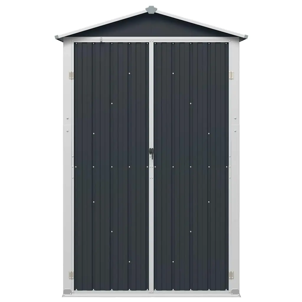 Garden Shed Outdoor Storage Galvanised Steel 116 x 45 x 175 cm Anthracite with Double Doors and Interior Shelves