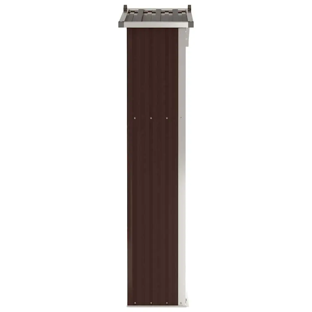 Garden Shed Galvanised Steel Brown Double Doors Shelves 116 x 45 x 175 cm