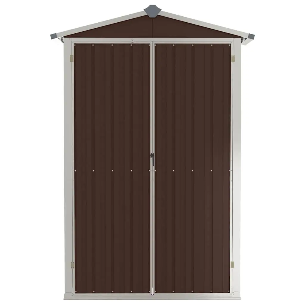 Garden Shed Galvanised Steel Brown Double Doors Shelves 116 x 45 x 175 cm