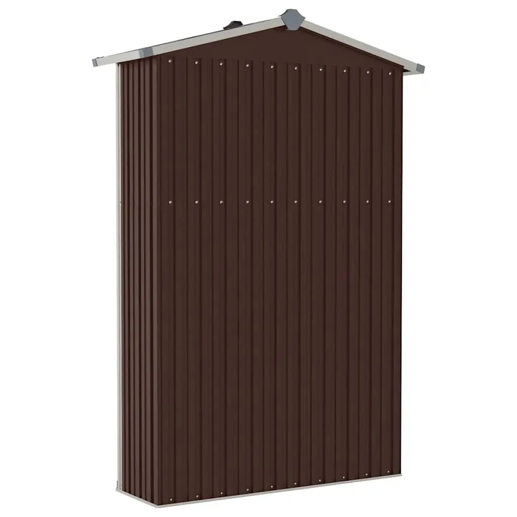 Garden Shed Galvanised Steel Brown Double Doors Shelves 116 x 45 x 175 cm