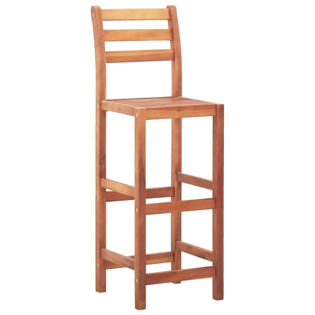 Bar Stools 2 pcs Acacia Wood Bar Chairs Outdoor Kitchen Dining Seating Set