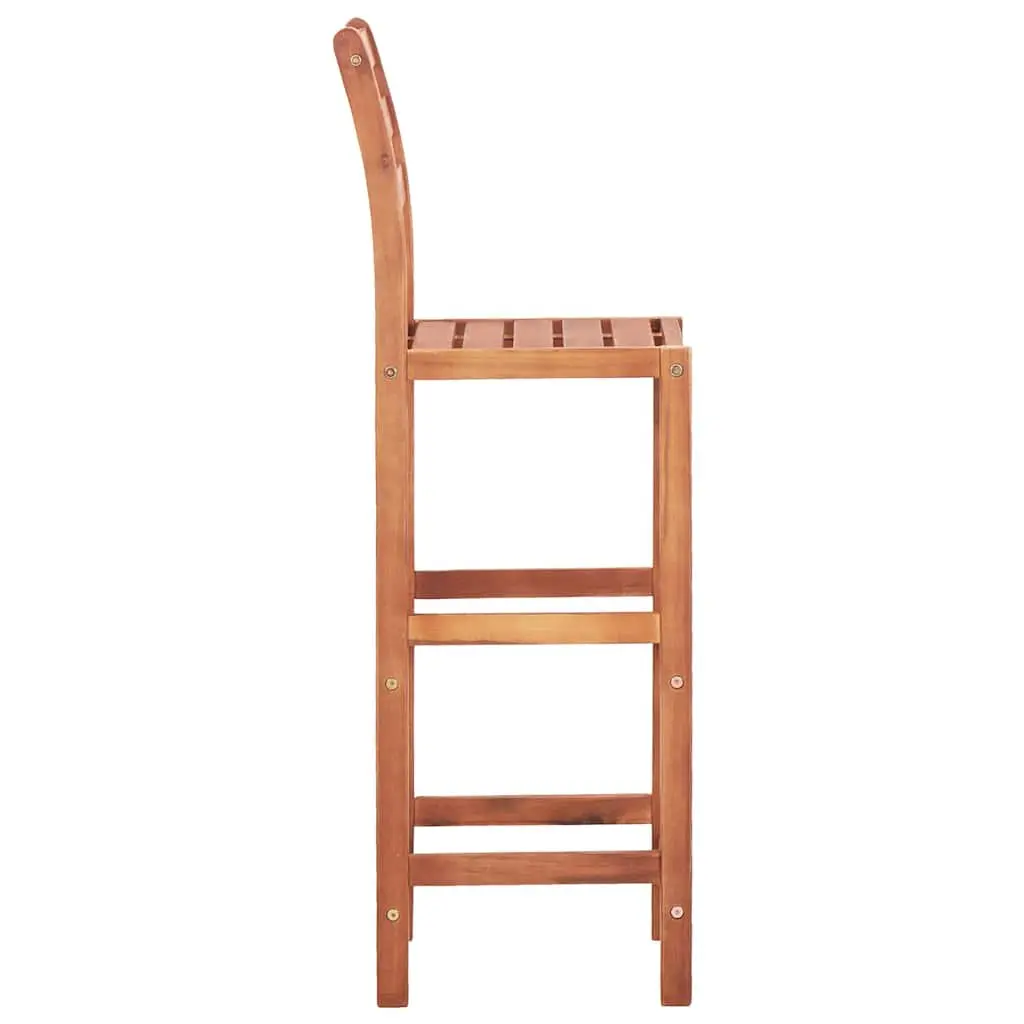 Bar Stools 2 pcs Acacia Wood Bar Chairs Outdoor Kitchen Dining Seating Set