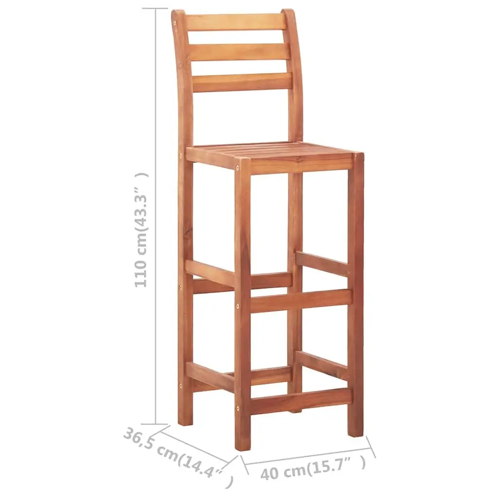 Bar Stools 2 pcs Acacia Wood Bar Chairs Outdoor Kitchen Dining Seating Set