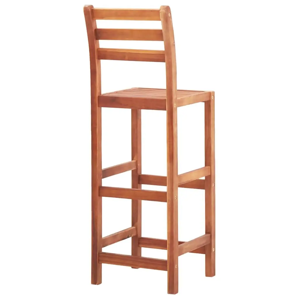 Bar Chairs 4 pcs Acacia Wood Bar Stools with Backrest Outdoor Kitchen Seating