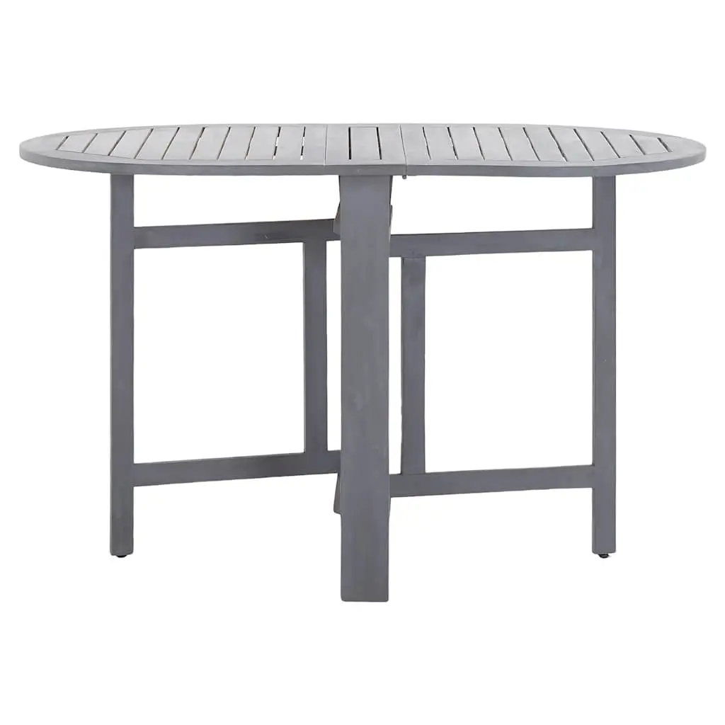 Outdoor Dining Table Grey Oval Garden Furniture Folding Acacia Wood 120x70x74cm