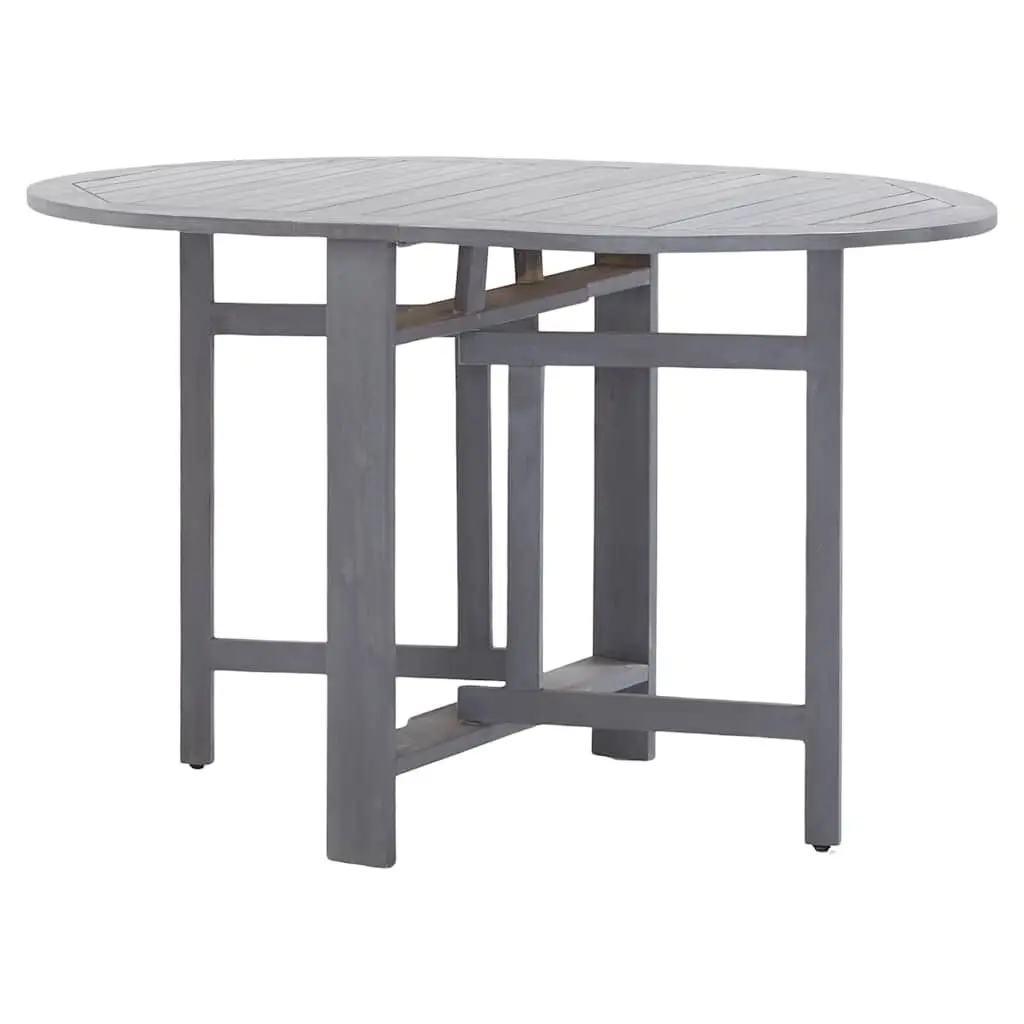 Outdoor Dining Table Grey Oval Garden Furniture Folding Acacia Wood 120x70x74cm