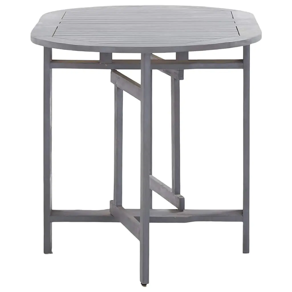 Outdoor Dining Table Grey Oval Garden Furniture Folding Acacia Wood 120x70x74cm