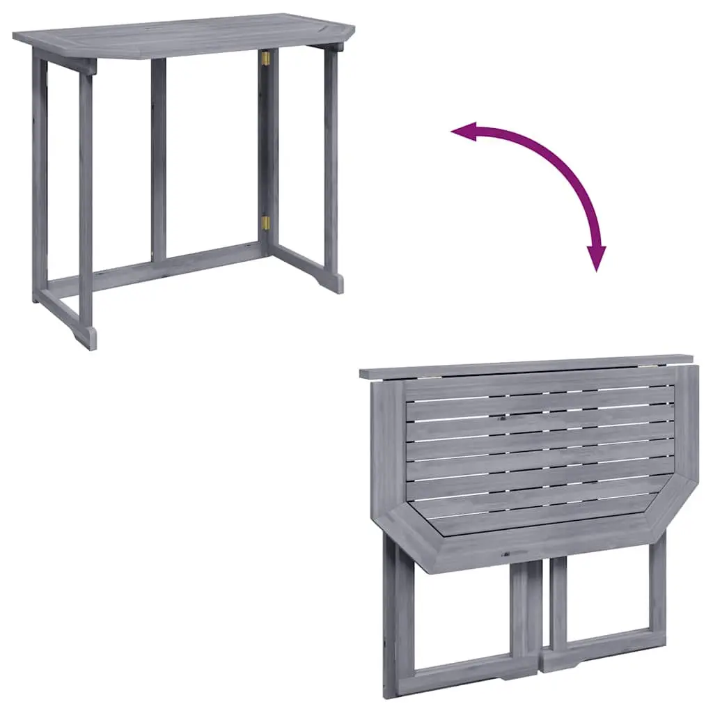 Folding Balcony Table Solid Acacia Wood 90 x 50 x 74 cm Grey Wash