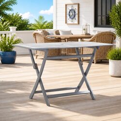 Space-Saving Folding Dining Table for Garden Use - Grey