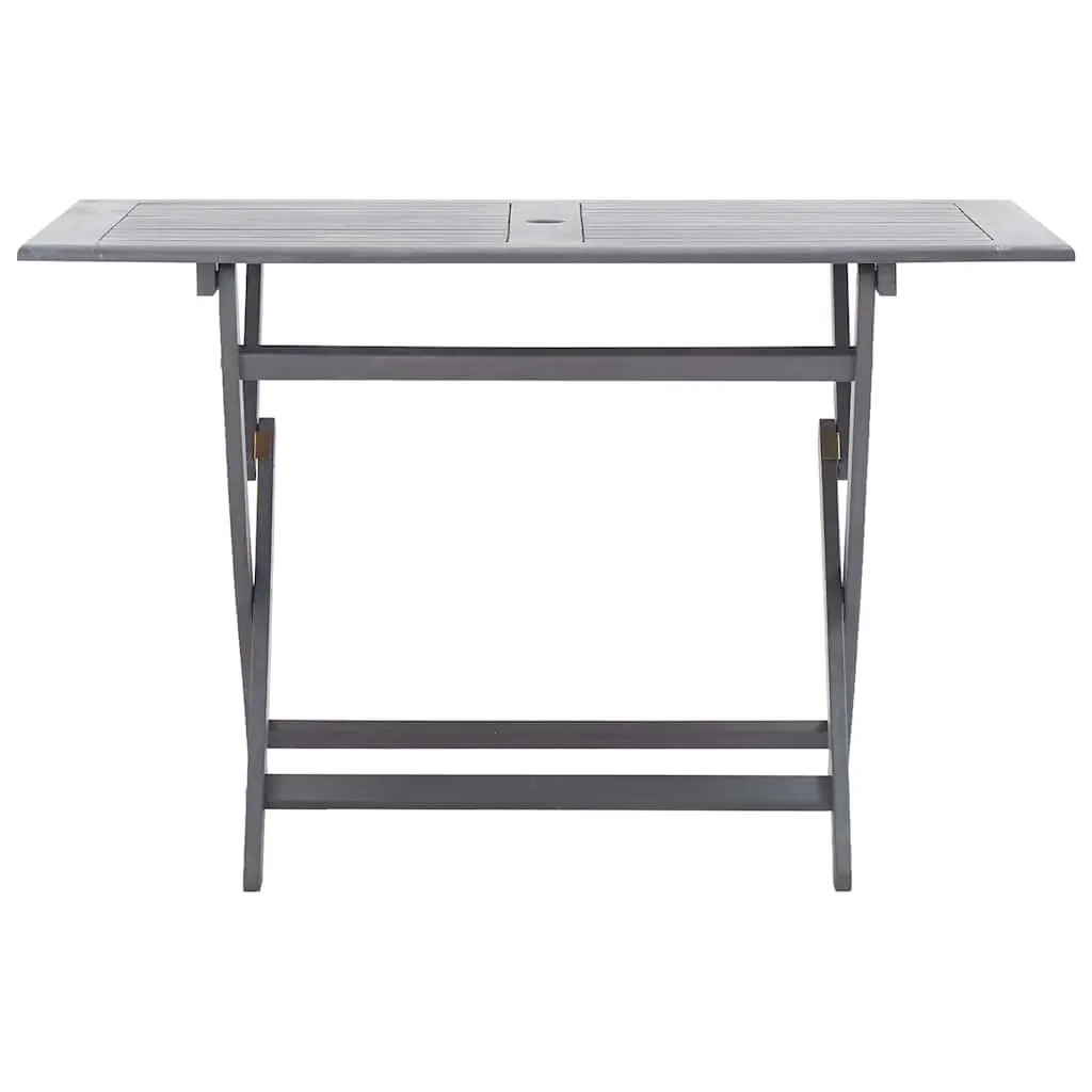 Folding Outdoor Table Grey Solid Acacia Wood 120x70x75cm with Parasol Hole