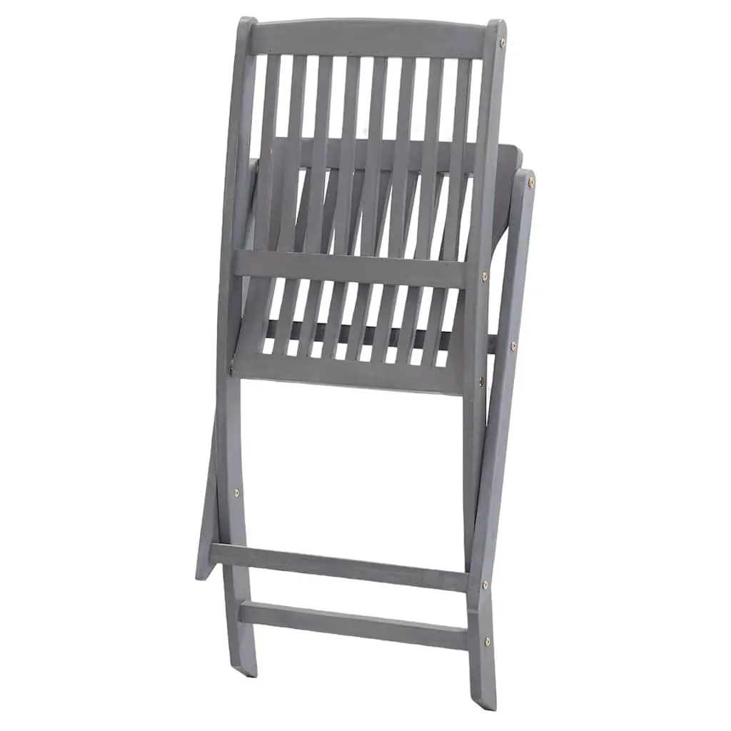 Folding Outdoor Chairs Acacia Wood Grey 4 Piece Garden Patio Dining Seating