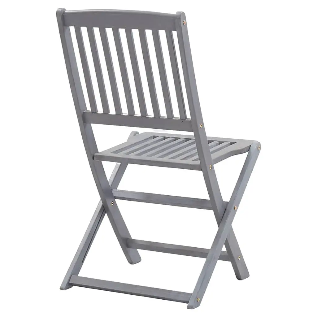 Folding Outdoor Chairs Acacia Wood Grey 4 Piece Garden Patio Dining Seating