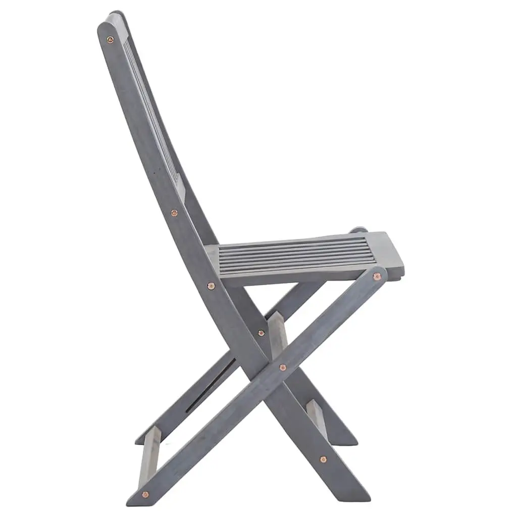 Folding Outdoor Chairs Acacia Wood Grey 4 Piece Garden Patio Dining Seating