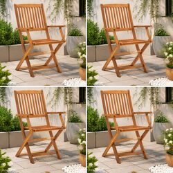 Folding Outdoor Chairs 4 Pcs Brown Garden Patio Dining Seating Set Foldable
