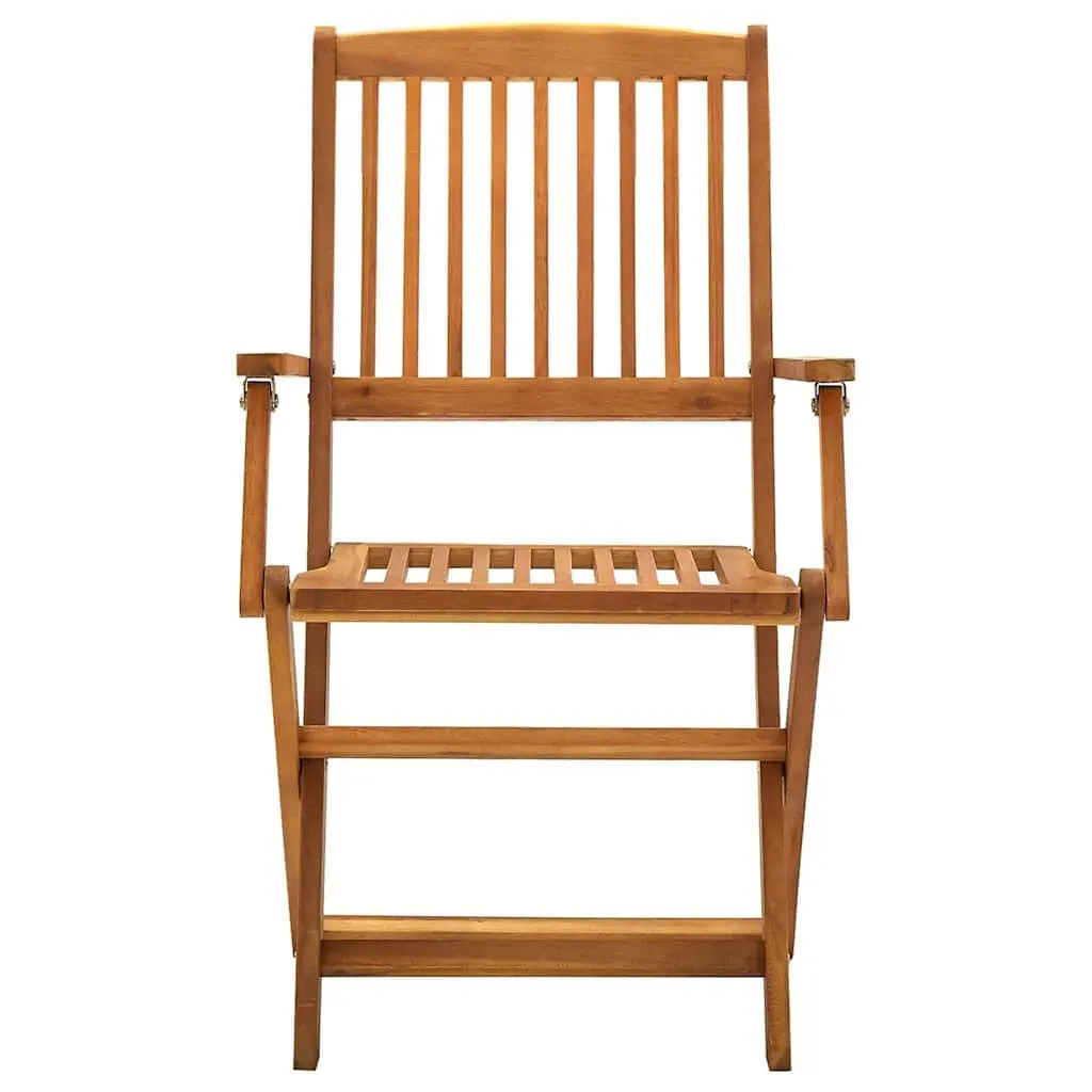 Folding Dining Chairs Set 4 Pieces Brown Solid Acacia Wood Space Saving Outdoor Patio Garden