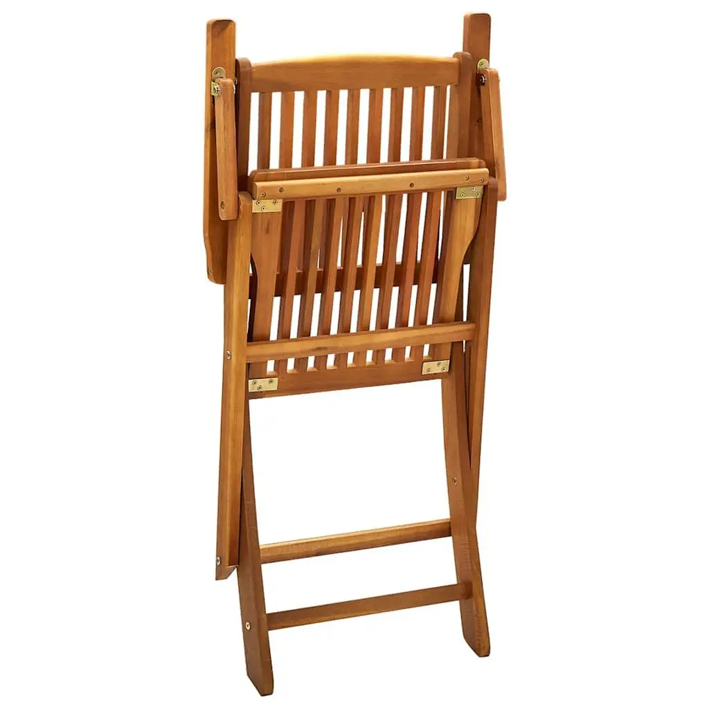 Folding Dining Chairs Set 4 Pieces Brown Solid Acacia Wood Space Saving Outdoor Patio Garden