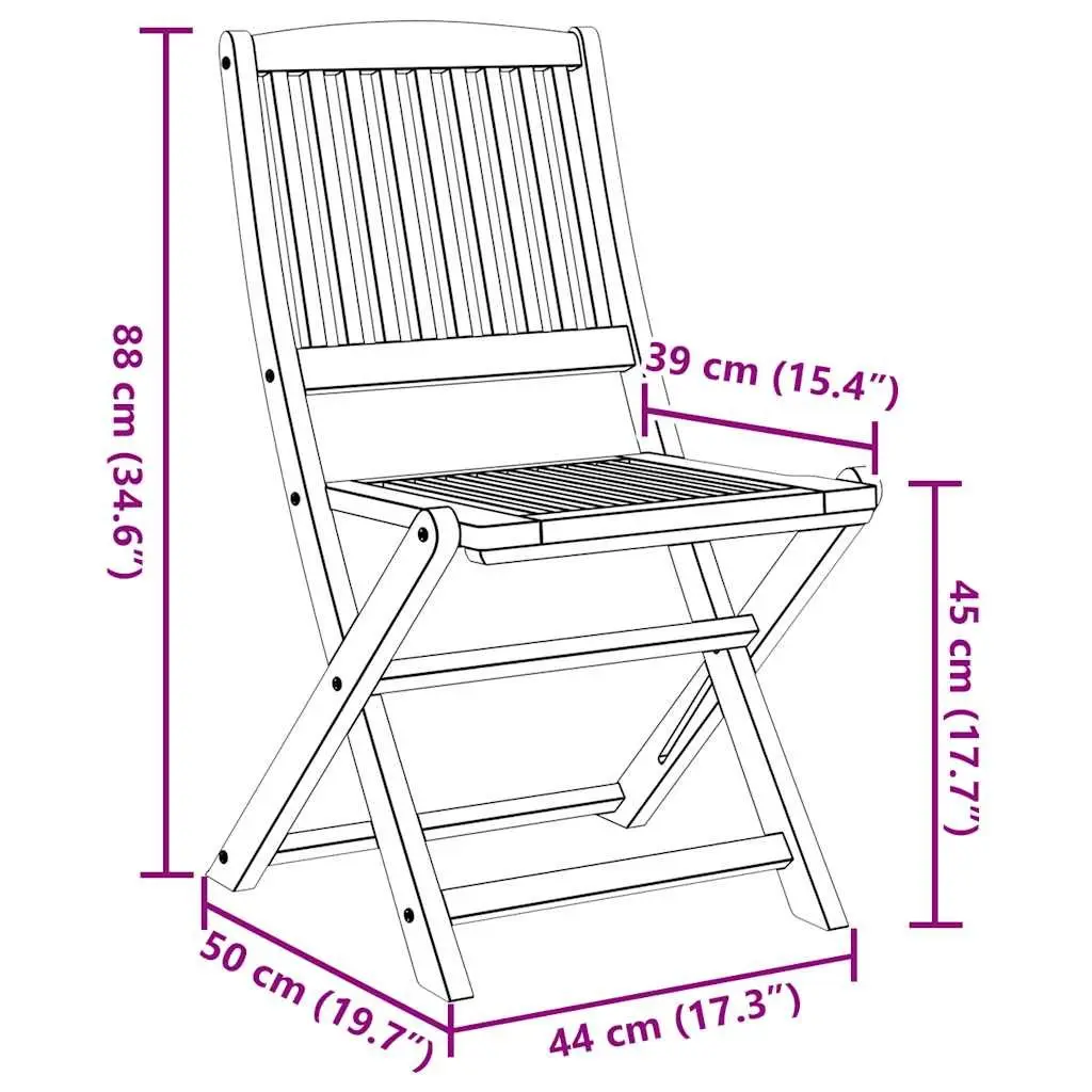 Folding Outdoor Chairs Solid Acacia Wood Brown 4 Piece Garden Patio Dining Set