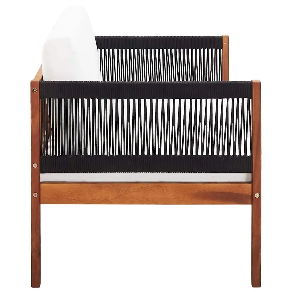 2-Seater Outdoor Sofa Garden Bench Rope Design Acacia Wood Patio Furniture