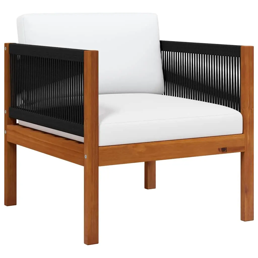Outdoor Garden Chairs 2pc Set Solid Wood Patio Seating Rope Design Brown