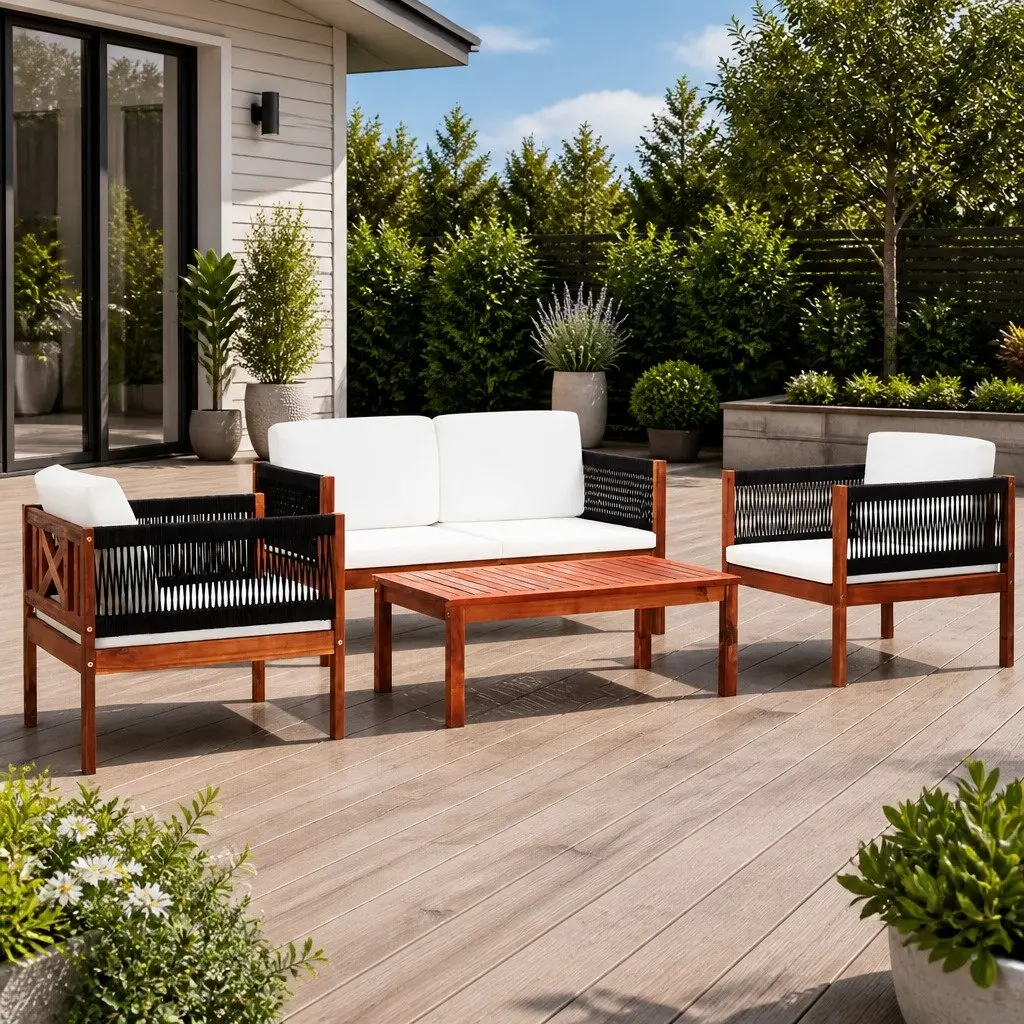 4 Piece Garden Lounge Set for Outdoor Use