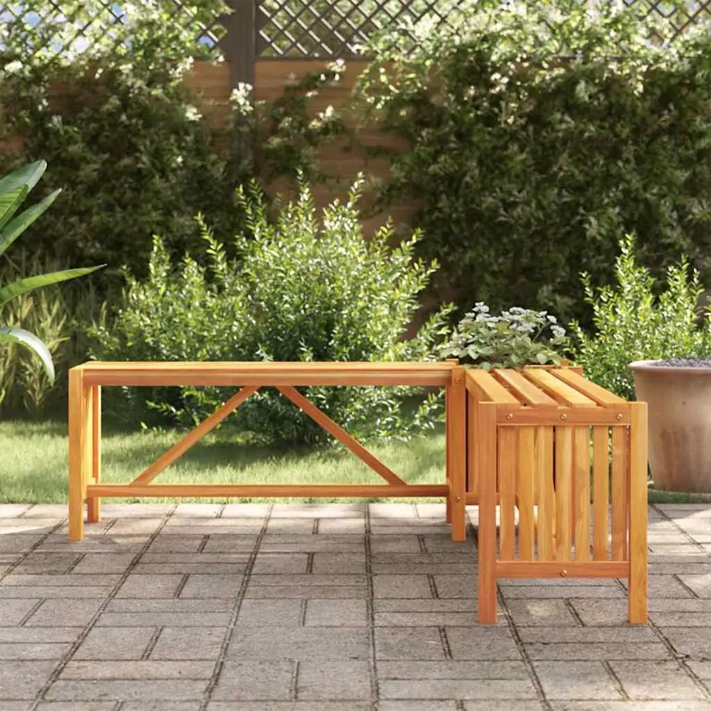 Garden Bench with Planter Box Acacia Hardwood 117x117x40cm Brown