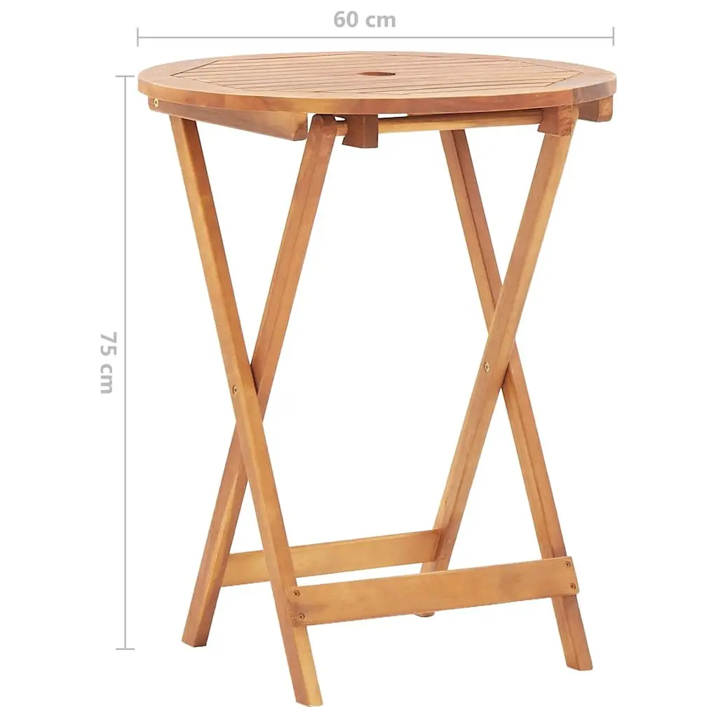 Folding Garden Dining Table Solid Acacia Wood 60x75cm Brown
