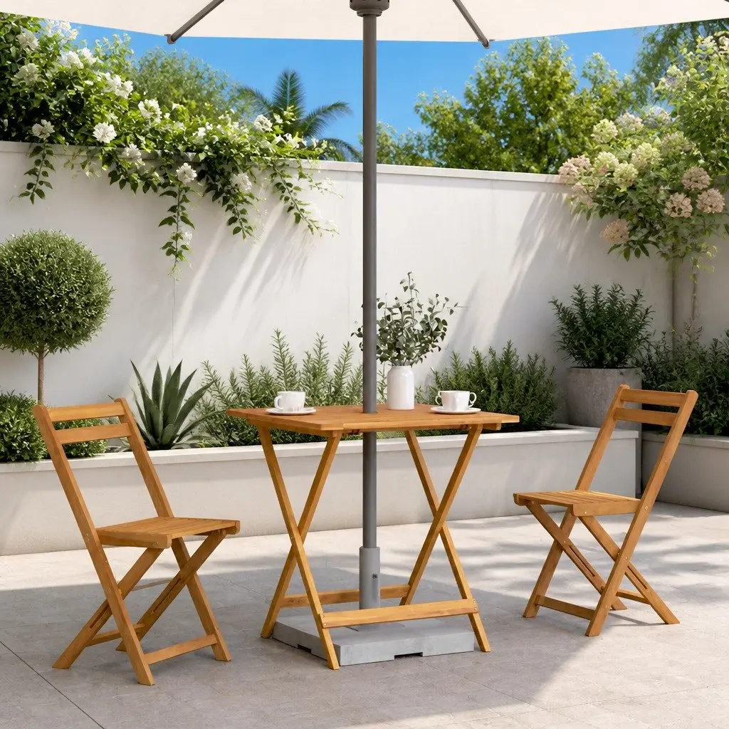 Outdoor Dining Table Solid Acacia Wood Brown 70x70x75cm Folding Garden Furniture