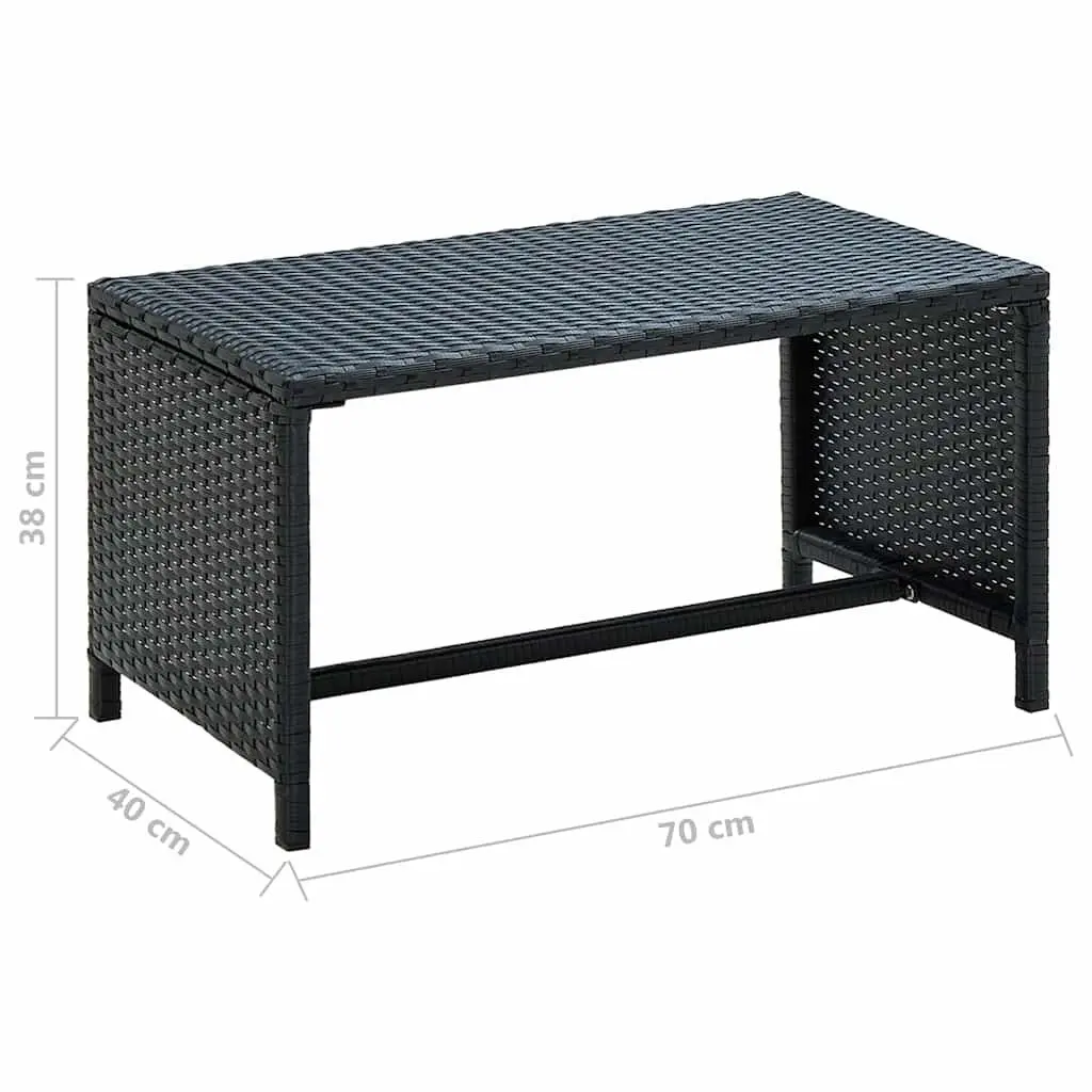 Black Poly Rattan Coffee Table for Outdoor Use