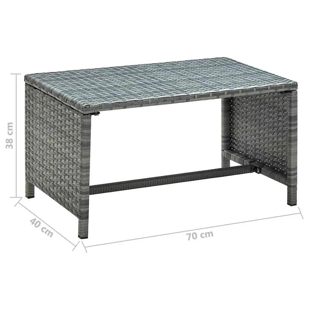 Coffee Table Poly Rattan Anthracite Outdoor Garden Patio 70 x 40 x 38 cm