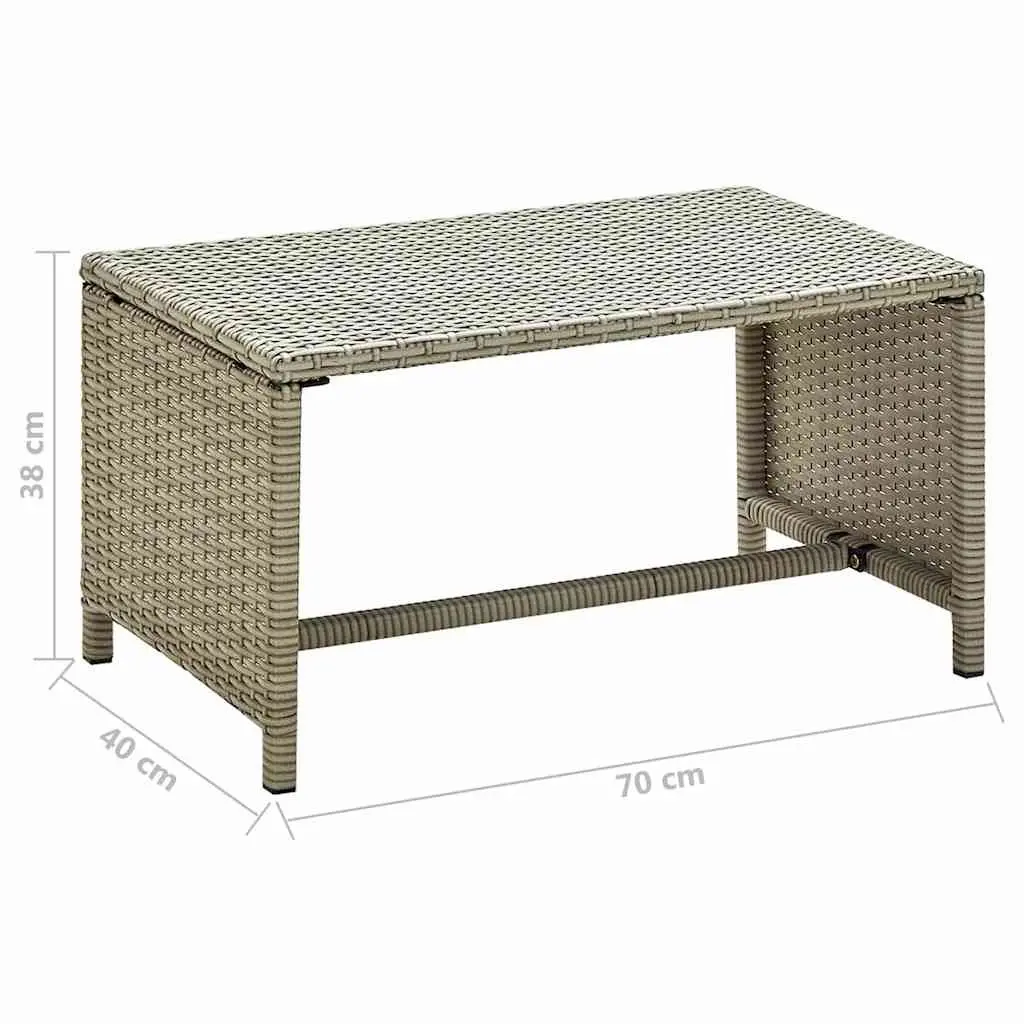 Coffee Table Poly Rattan Beige Outdoor Garden Patio 70 x 40 x 38 cm