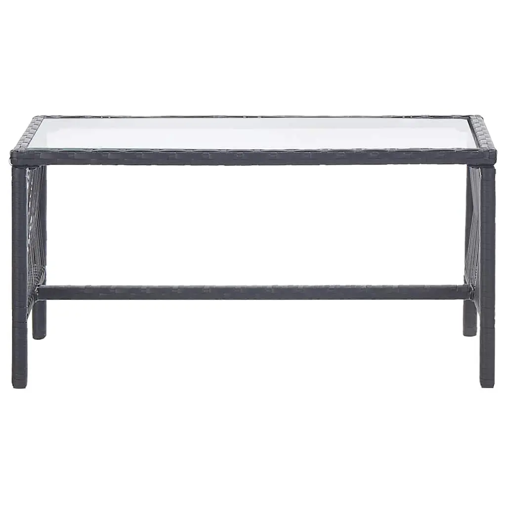 4 Piece Outdoor Patio Furniture Set Black PE Rattan with Cushions
