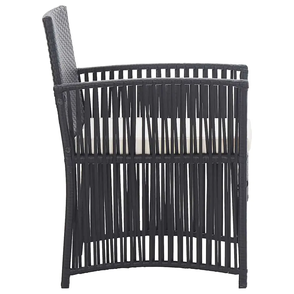 4 Piece Outdoor Patio Furniture Set Black PE Rattan with Cushions