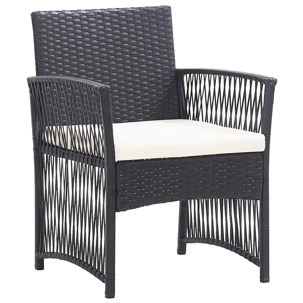 4 Piece Outdoor Patio Furniture Set Black PE Rattan with Cushions