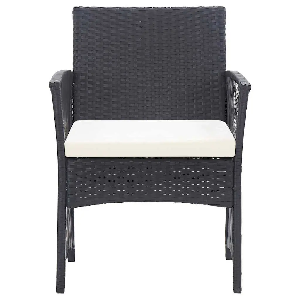 4 Piece Outdoor Patio Furniture Set Black PE Rattan with Cushions
