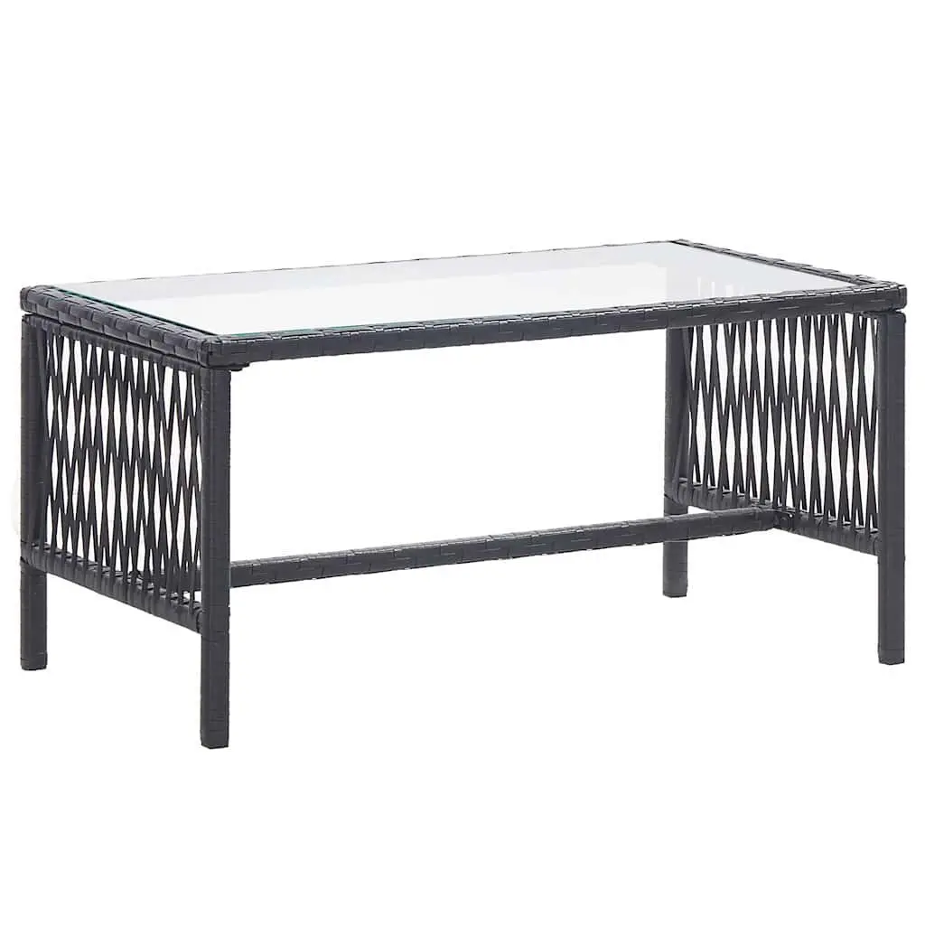 4 Piece Outdoor Patio Furniture Set Black PE Rattan with Cushions
