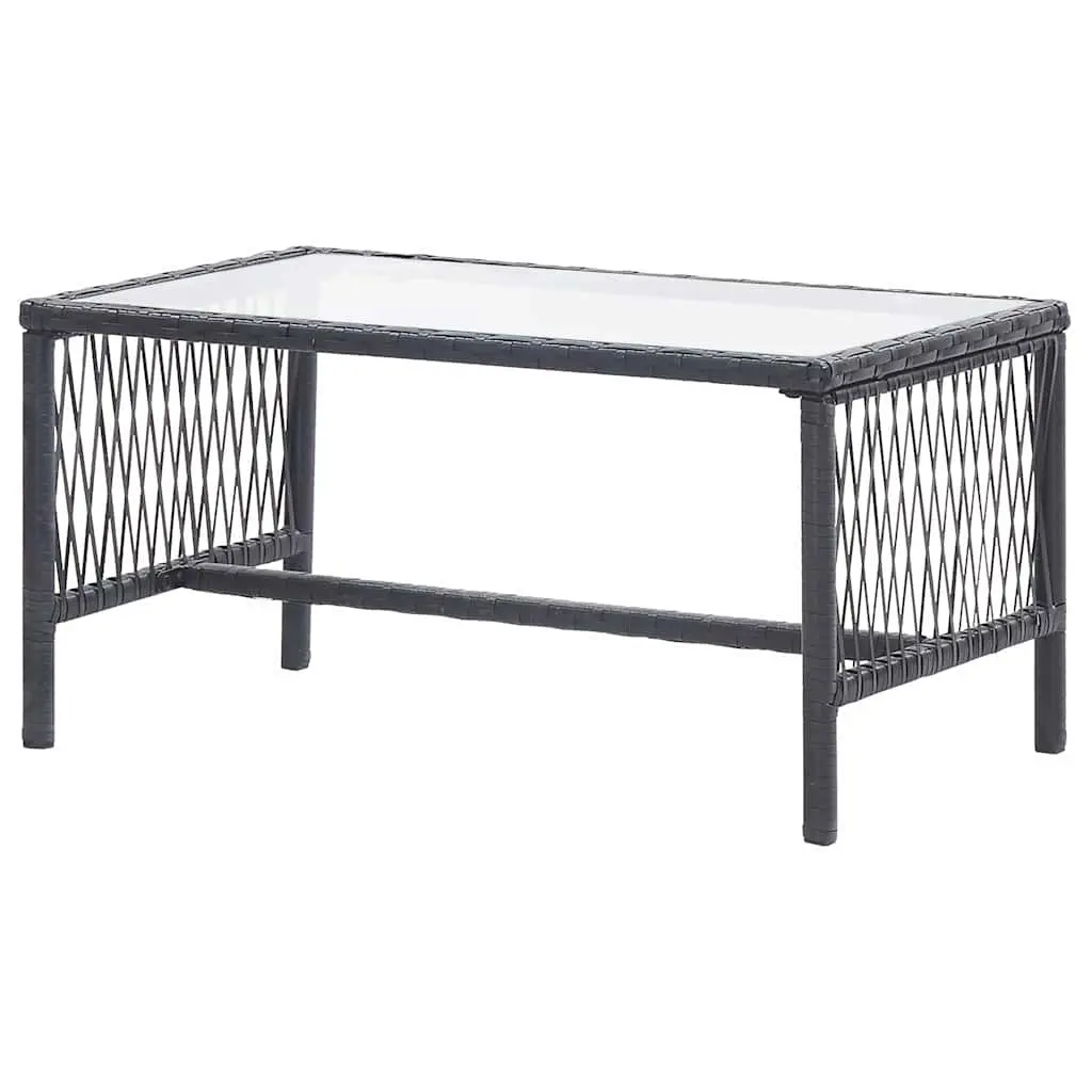 4 Piece Outdoor Patio Furniture Set Black PE Rattan with Cushions