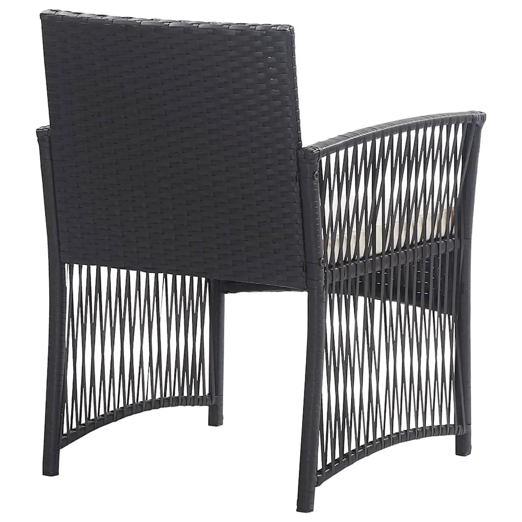 4 Piece Outdoor Patio Furniture Set Black PE Rattan with Cushions