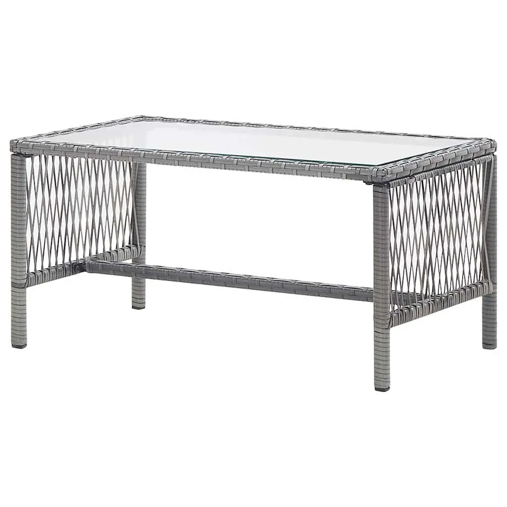 Garden Lounge Set Rattan PE Anthracite 4 Piece Outdoor Furniture Sofa Bench Chairs Table