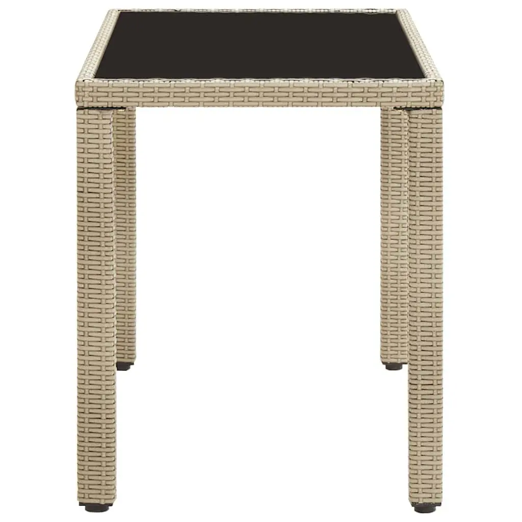 Garden Dining Table Poly Rattan Glass Top 123 x 60 x 74 cm Beige