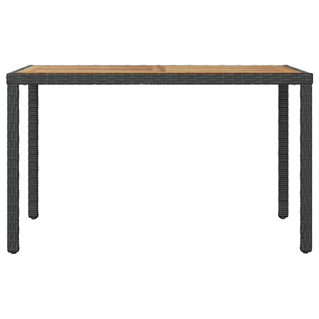 Outdoor Dining Table Garden Patio Furniture Black Brown Acacia Wood Rattan Frame
