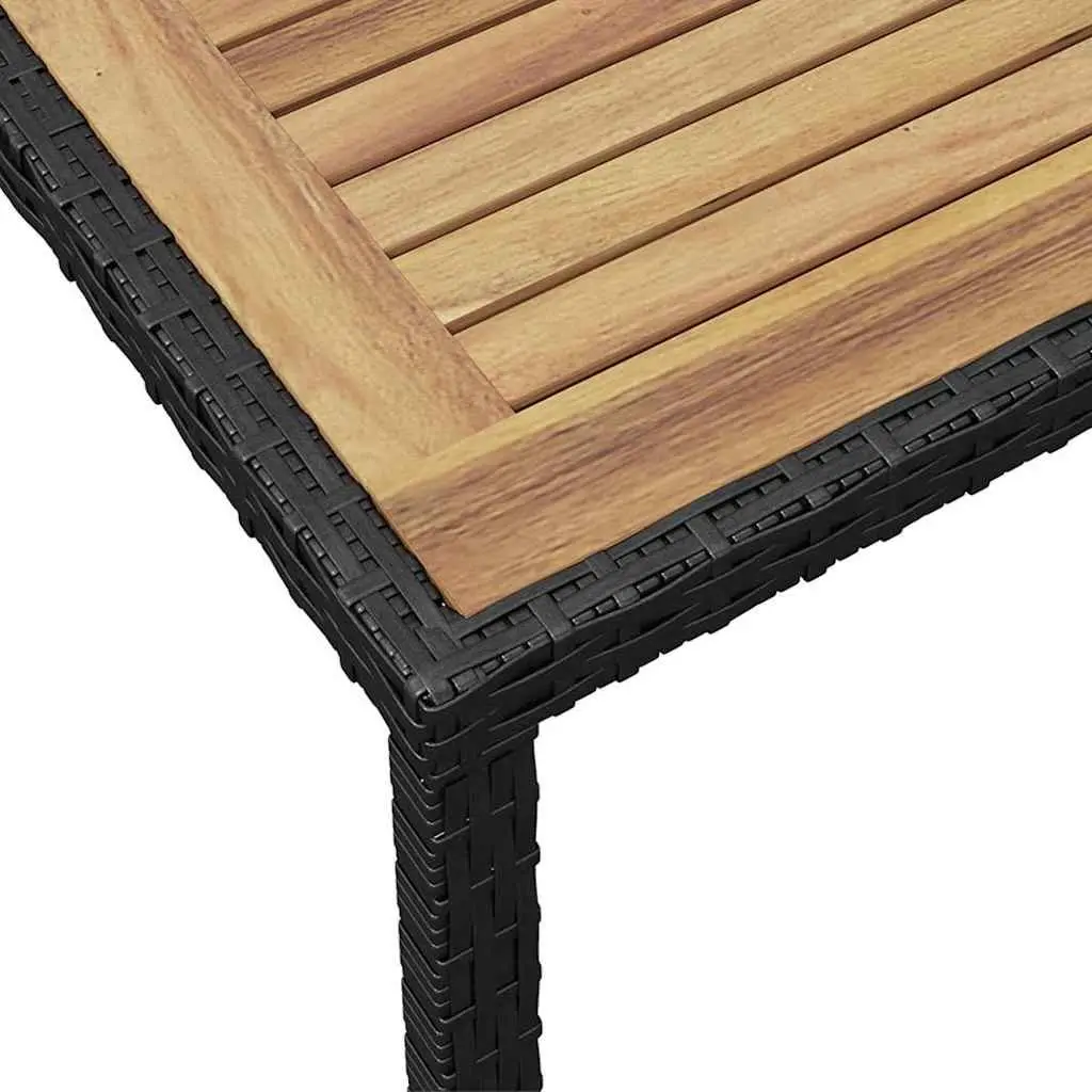 Outdoor Dining Table Garden Patio Furniture Black Brown Acacia Wood Rattan Frame