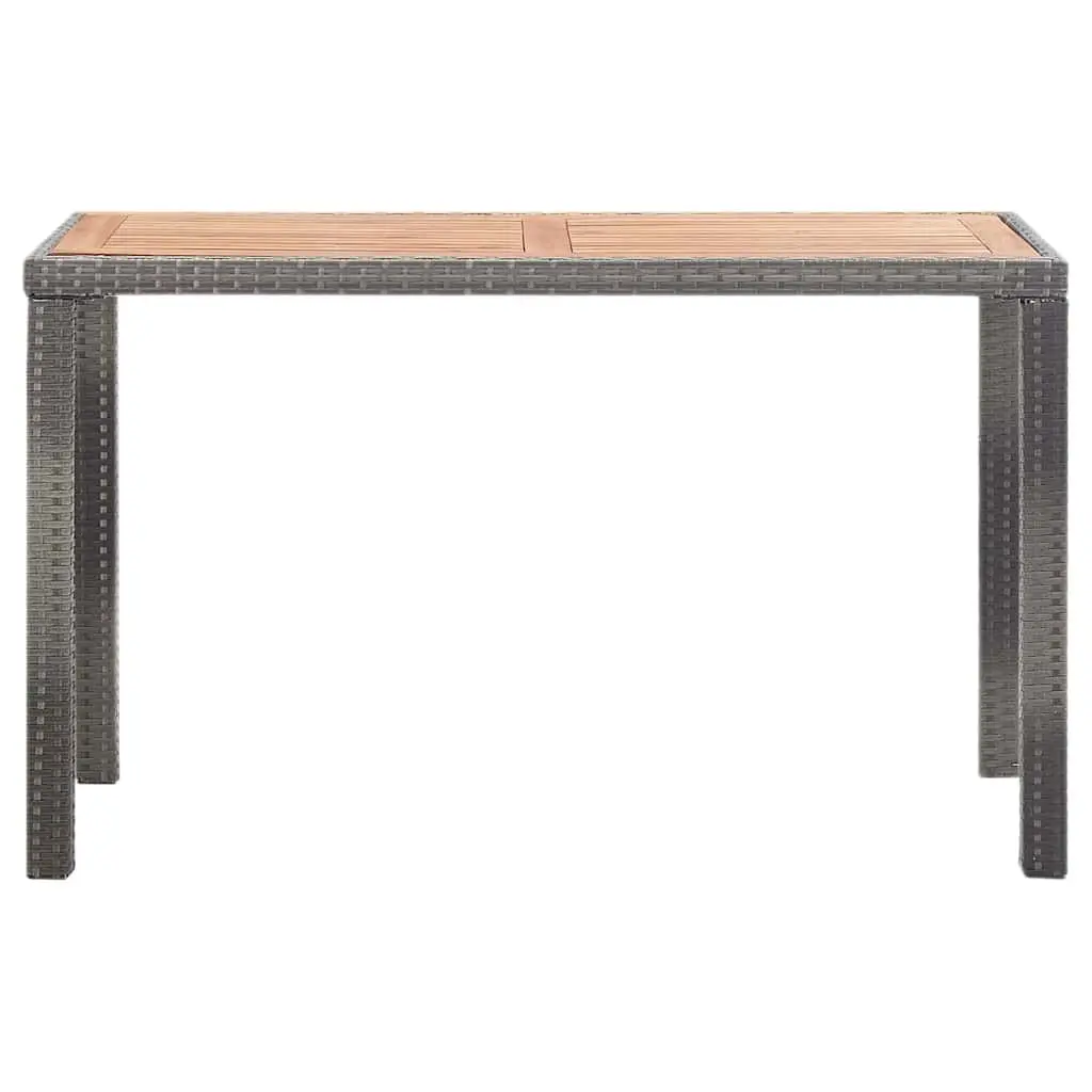 Outdoor Table Rattan Frame Acacia Wood Anthracite Brown 123x60x74cm